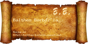 Balthes Borbála névjegykártya